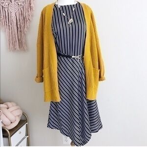 Banana republic blue Striped asymmetrical dress